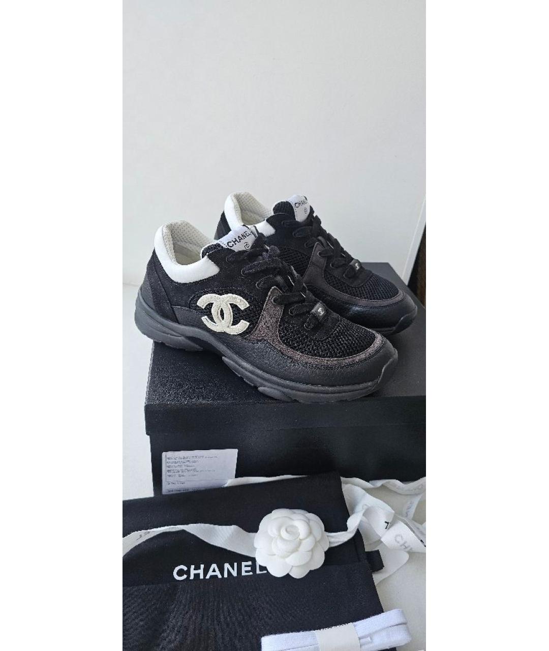 CHANEL Черные кожаные кроссовки, фото 10