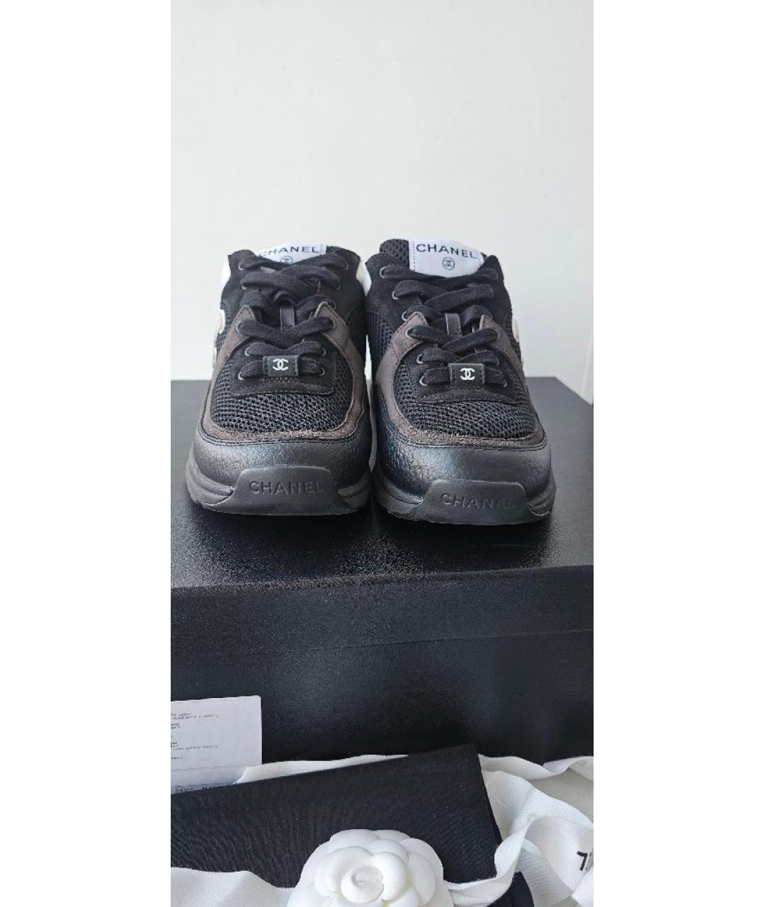 CHANEL Черные кожаные кроссовки, фото 2