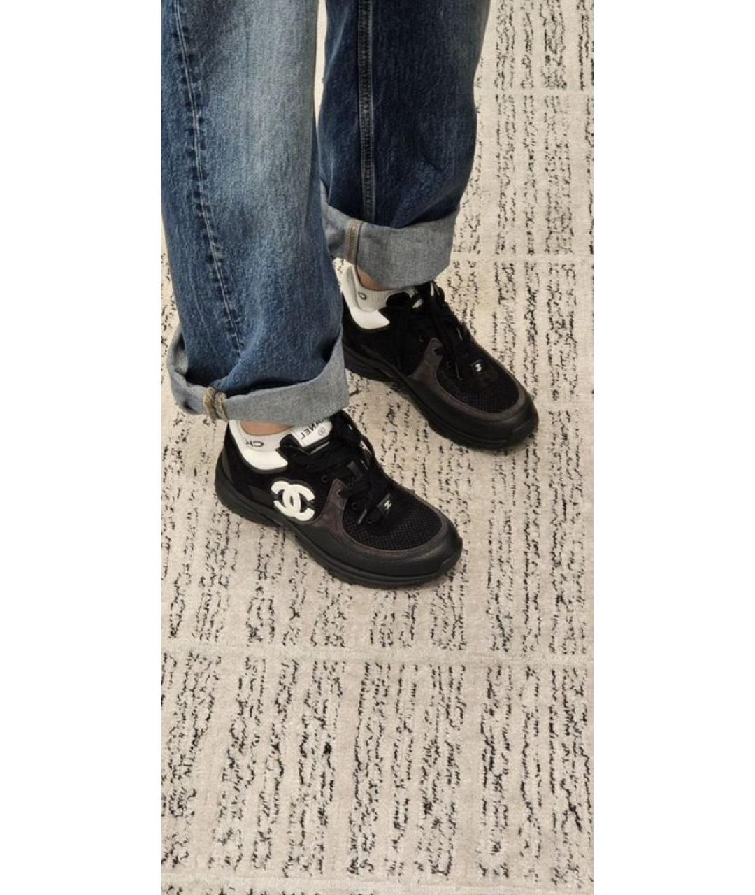 CHANEL Черные кожаные кроссовки, фото 8