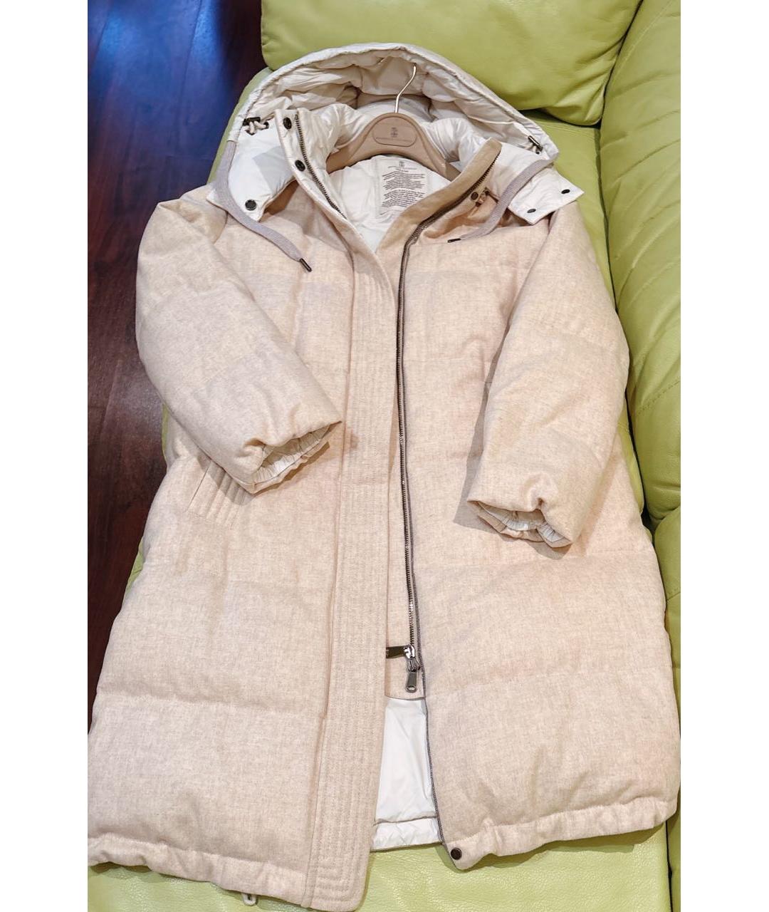 BRUNELLO CUCINELLI Бежевый кашемировый пуховик, фото 3