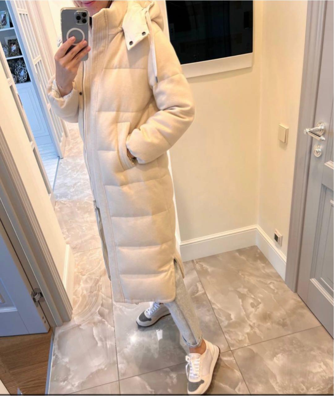 BRUNELLO CUCINELLI Бежевый кашемировый пуховик, фото 6