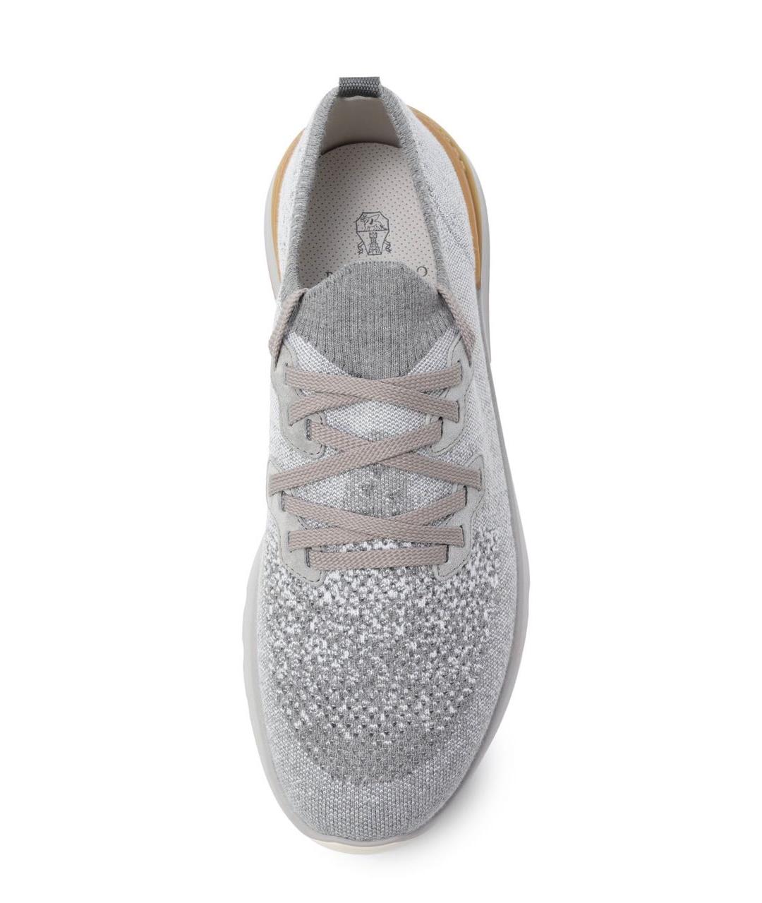 BRUNELLO CUCINELLI Серые текстильные низкие кроссовки / кеды, фото 3