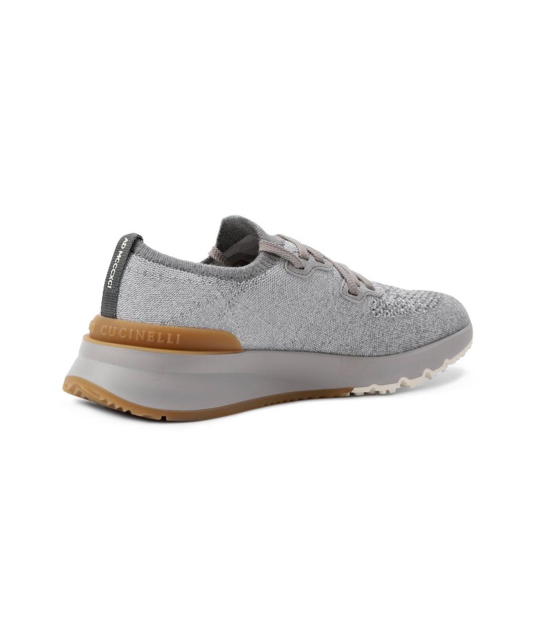 BRUNELLO CUCINELLI Серые текстильные низкие кроссовки / кеды, фото 2