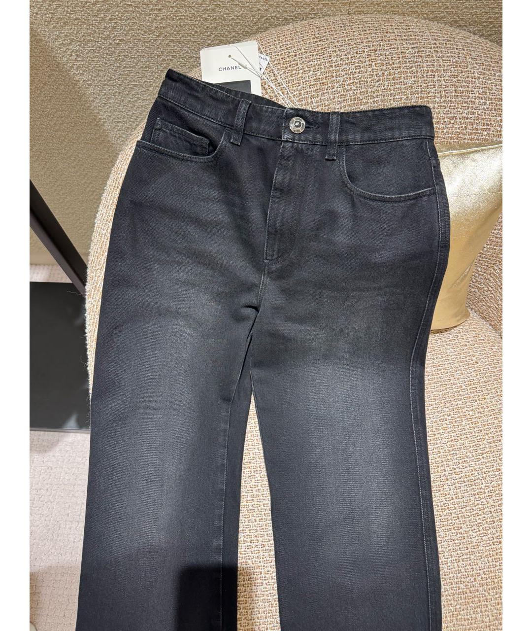 CHANEL Черные хлопковые прямые джинсы, фото 4