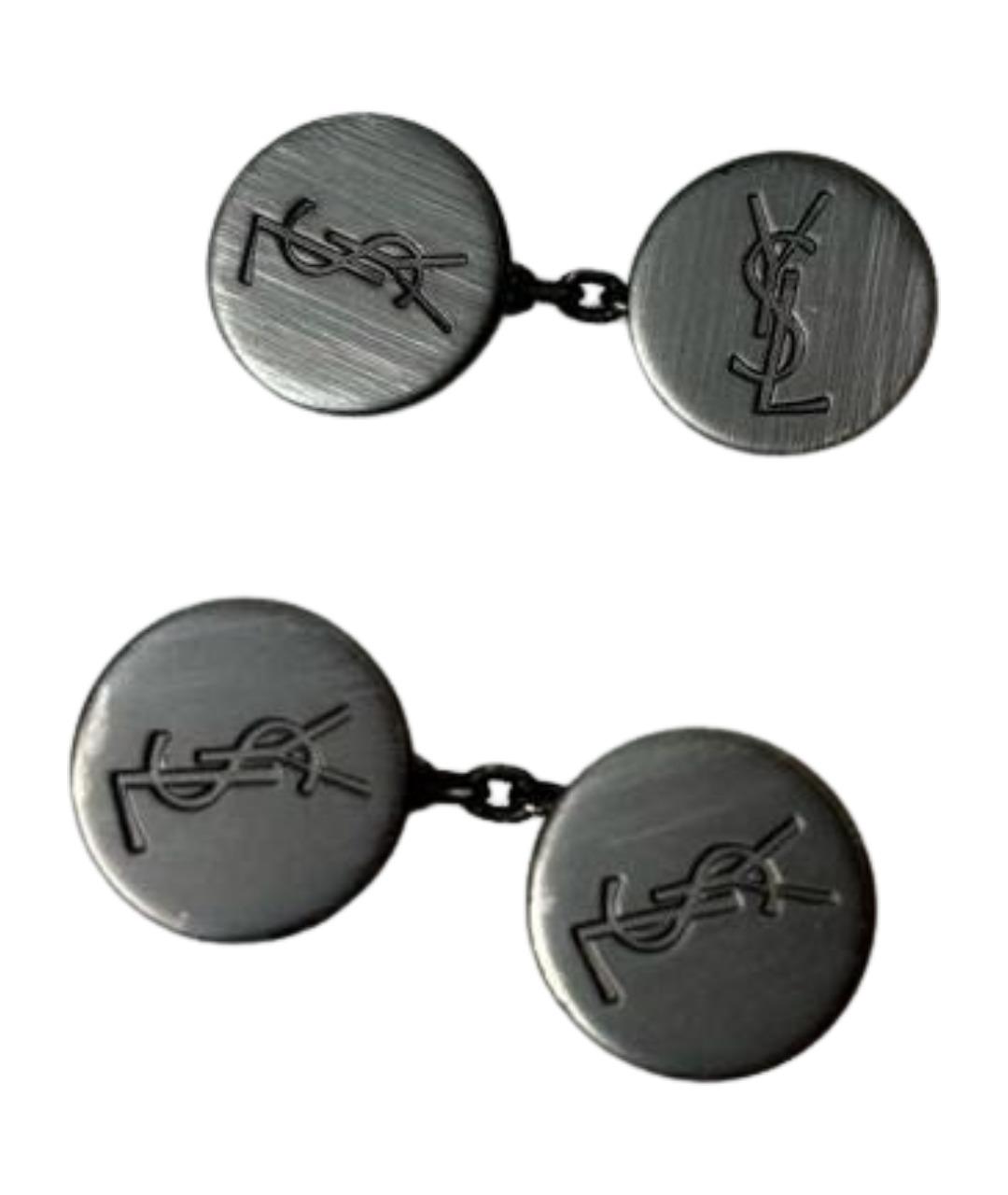 SAINT LAURENT Серые металлические запонки, фото 1