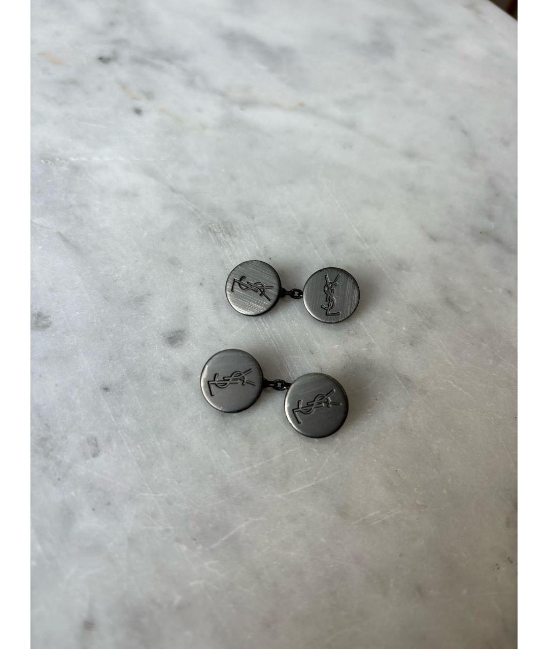 SAINT LAURENT Серые металлические запонки, фото 5