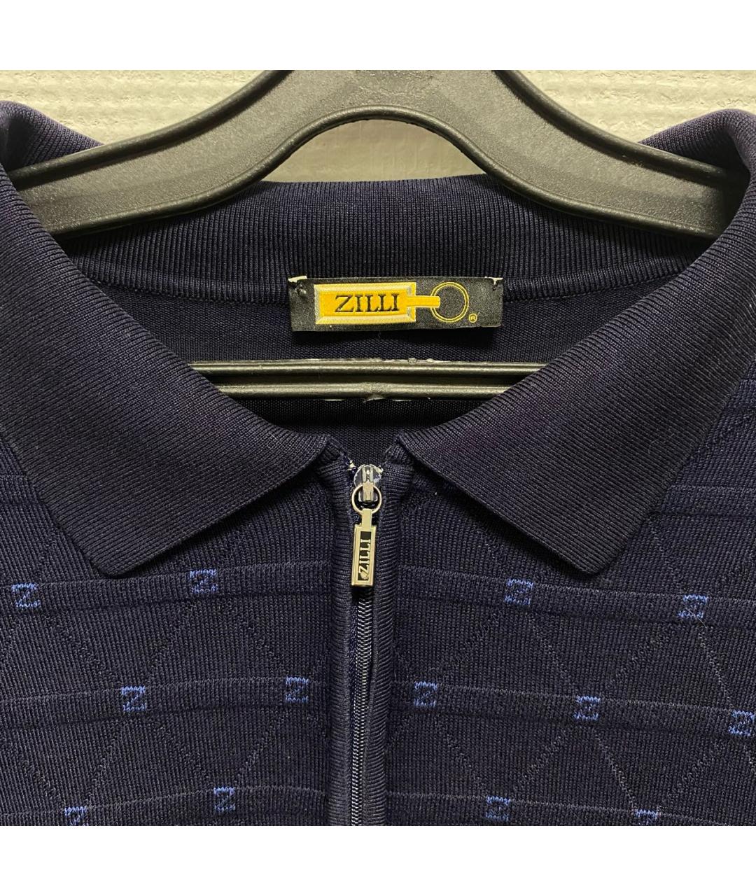 ZILLI Темно-синее поло с коротким рукавом, фото 4