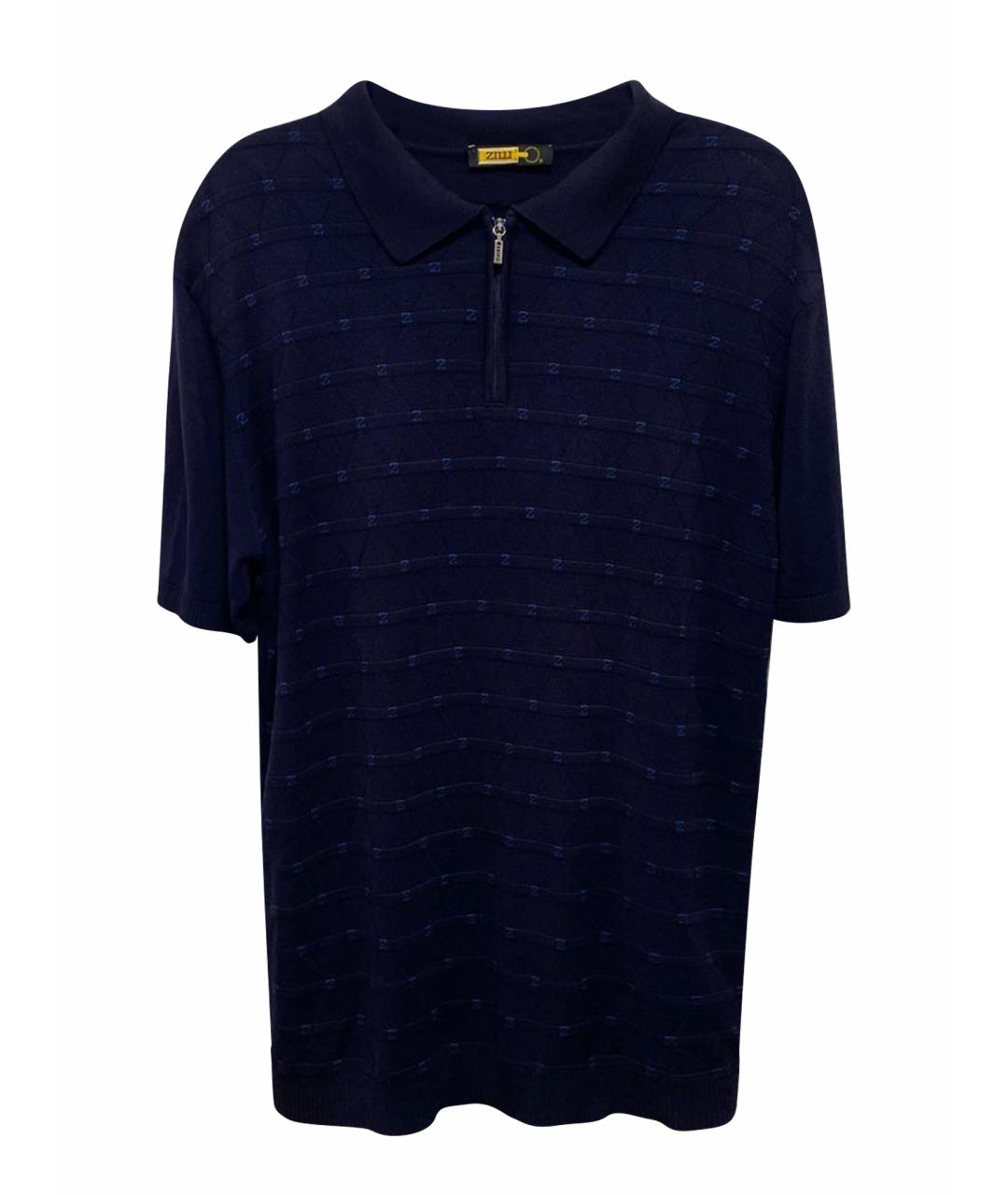 ZILLI Темно-синее поло с коротким рукавом, фото 1