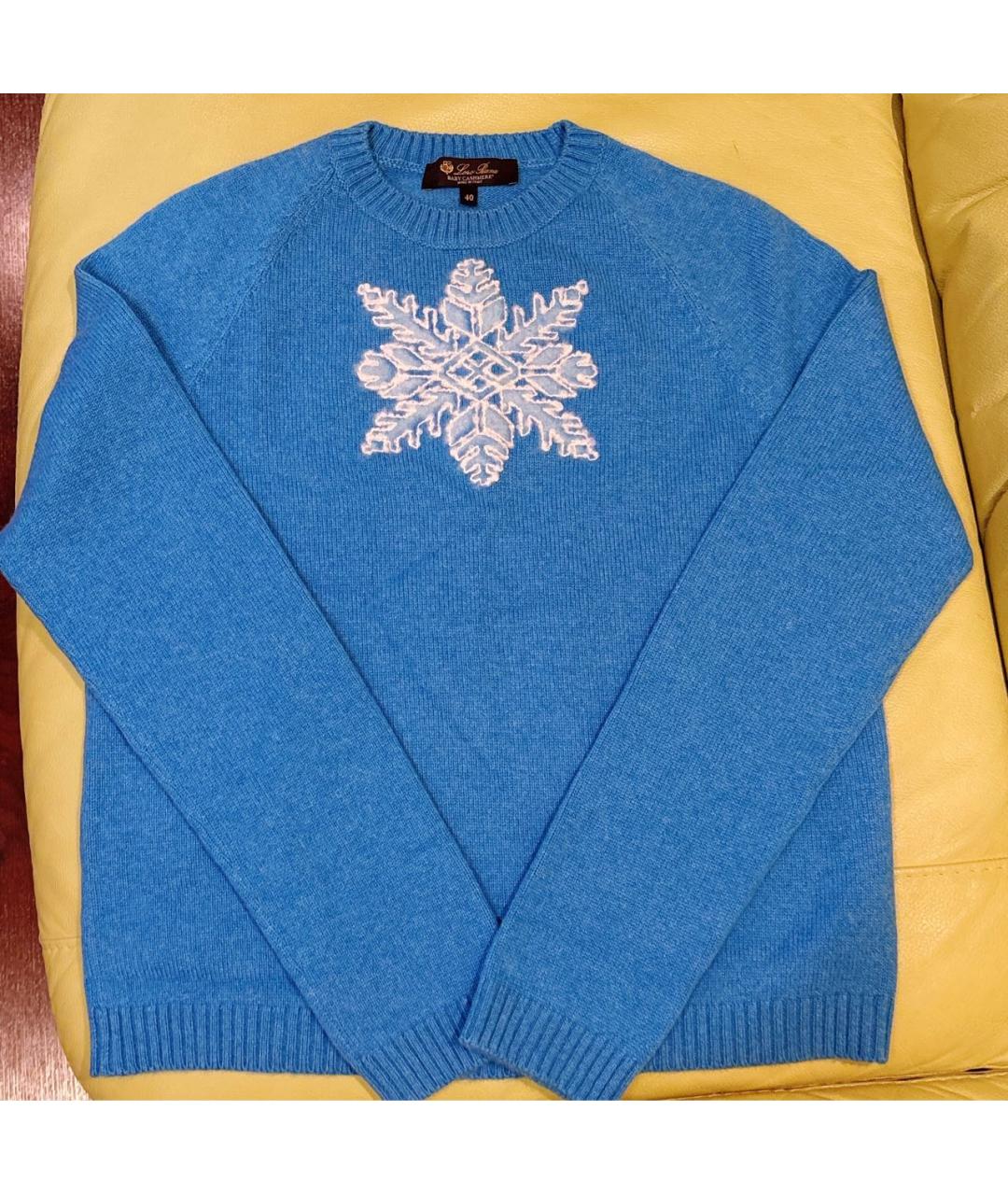 LORO PIANA Синий кашемировый джемпер / свитер, фото 4