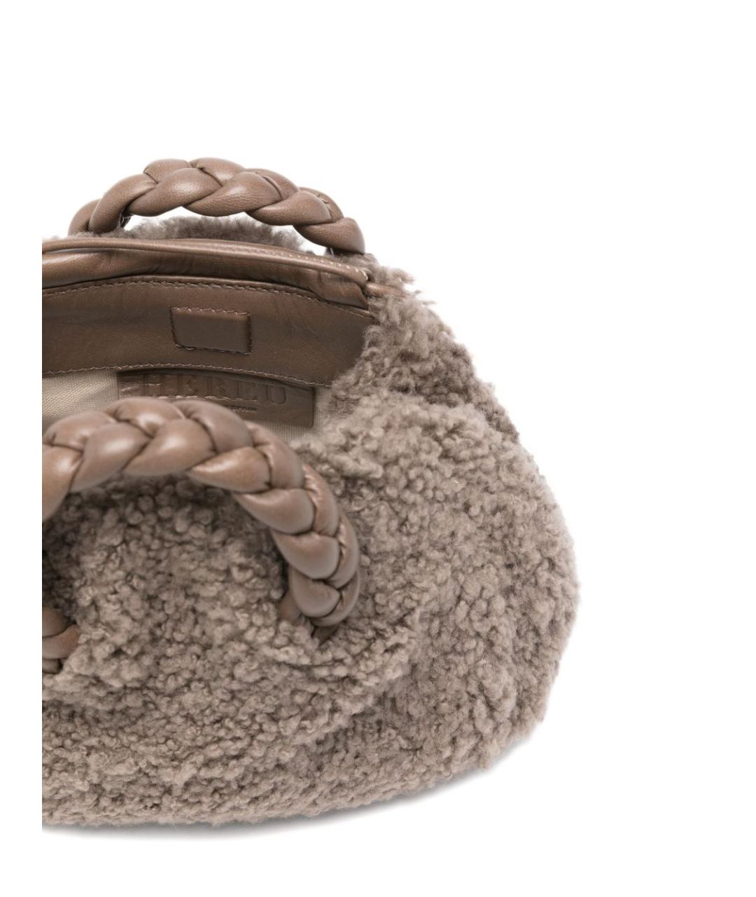 HEREU Серая меховая сумка тоут, фото 3