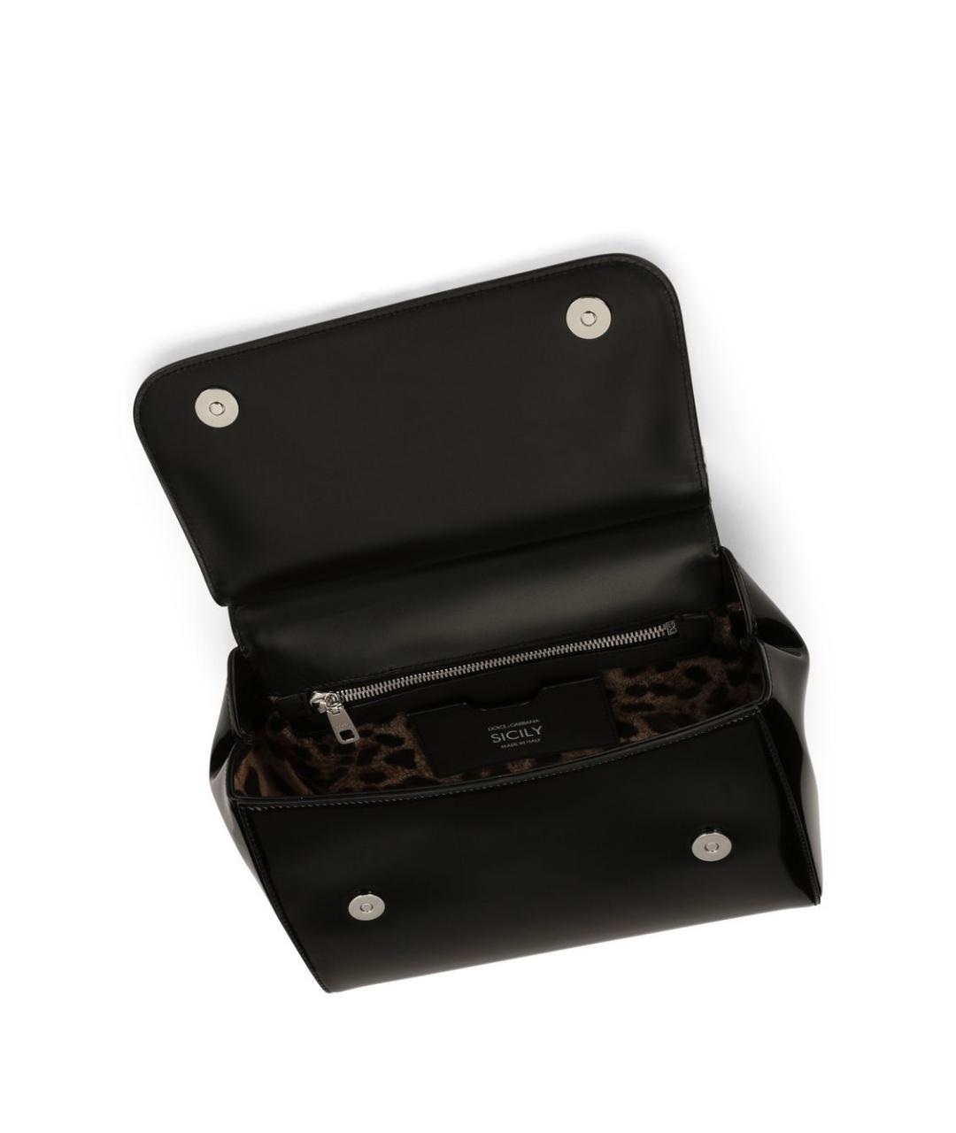 DOLCE&GABBANA Черная сумка тоут из лакированной кожи, фото 3