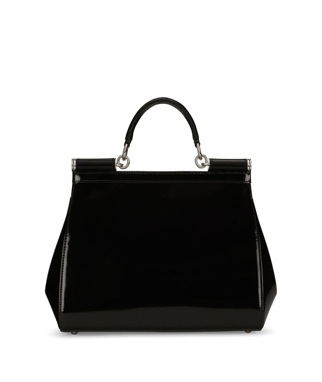 DOLCE&GABBANA Черная сумка тоут из лакированной кожи, фото 5