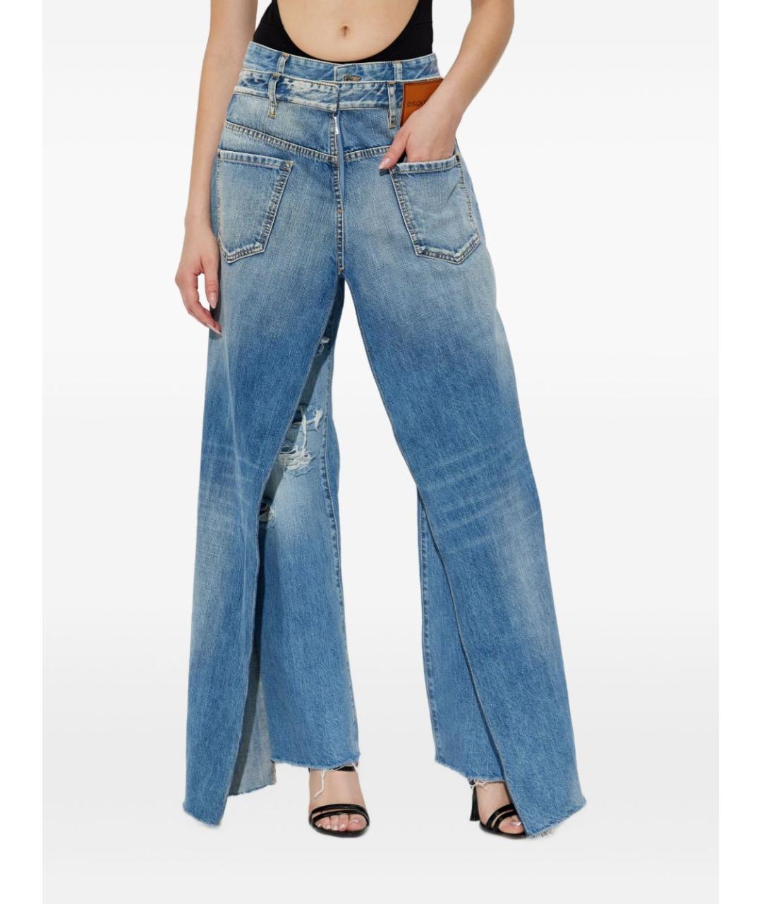 DSQUARED2 Голубые хлопковые прямые джинсы, фото 2