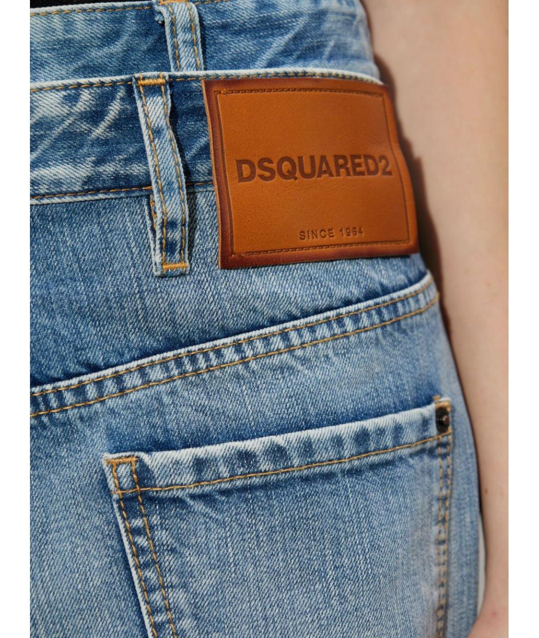 DSQUARED2 Голубые хлопковые прямые джинсы, фото 5