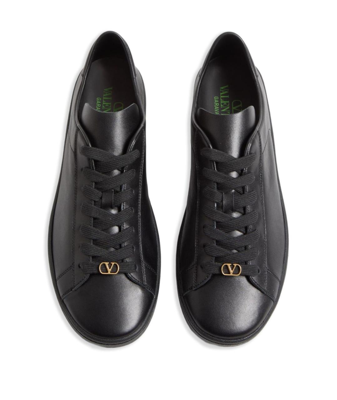 VALENTINO Черные кожаные низкие кроссовки / кеды, фото 6