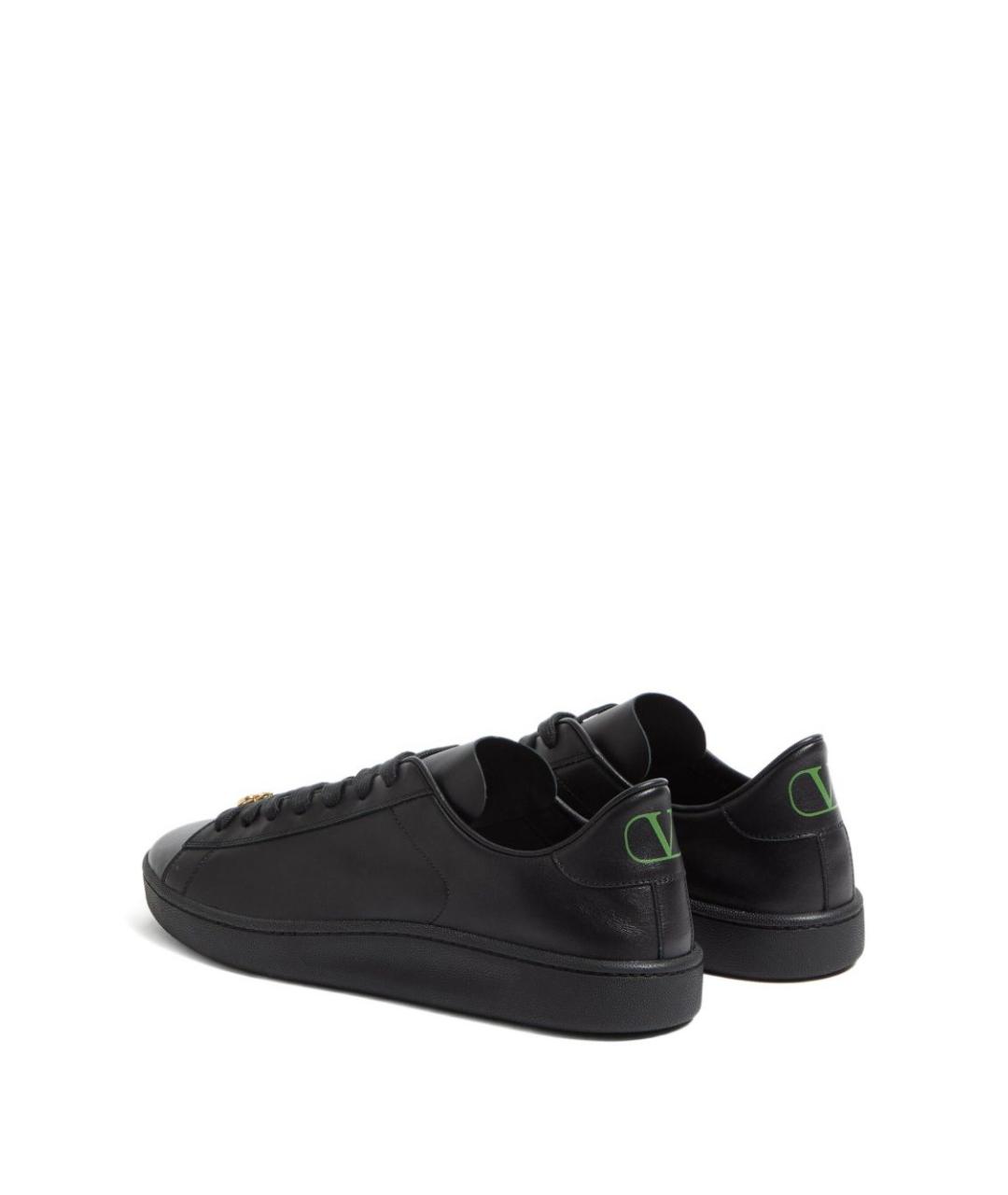 VALENTINO Черные кожаные низкие кроссовки / кеды, фото 2