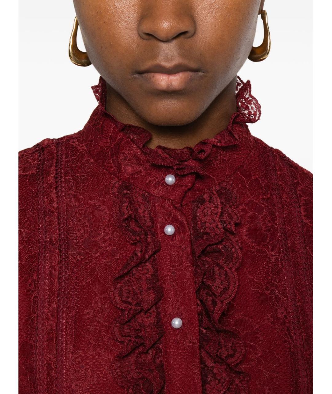 ALICE+OLIVIA Бордовая полиамидовая рубашка, фото 3