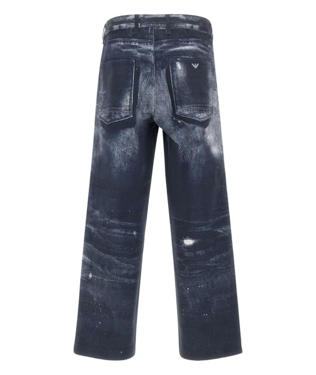 EMPORIO ARMANI Синие хлопковые прямые джинсы, фото 3