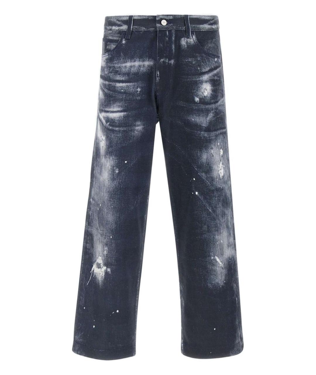 EMPORIO ARMANI Синие хлопковые прямые джинсы, фото 1