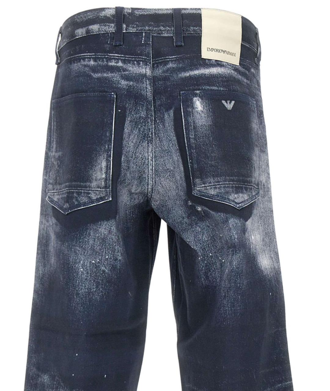 EMPORIO ARMANI Синие хлопковые прямые джинсы, фото 4