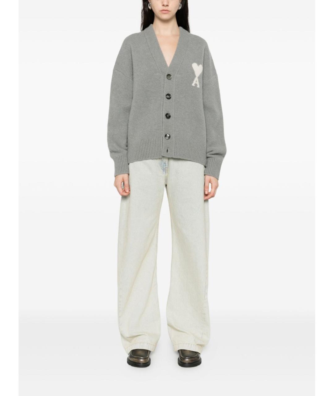 Ami Paris Серый шерстяной кардиган, фото 2