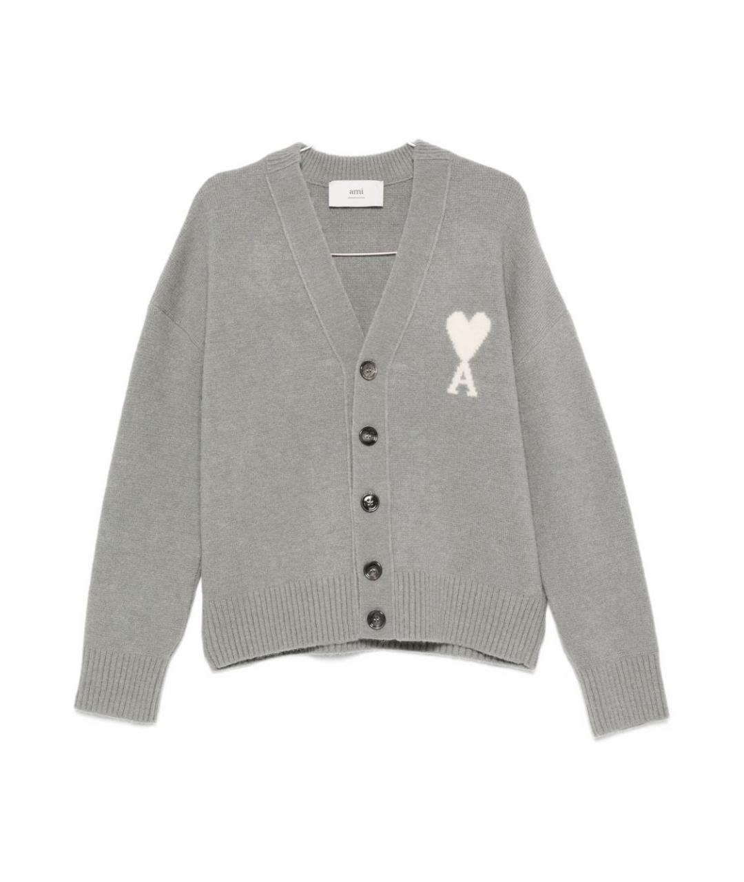 Ami Paris Серый шерстяной кардиган, фото 1