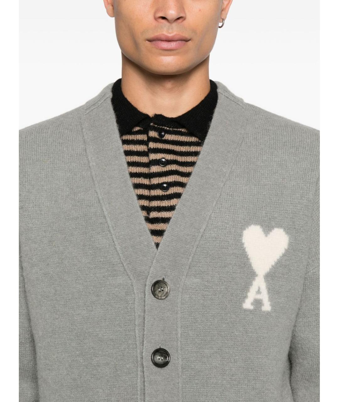Ami Paris Серый шерстяной кардиган, фото 5