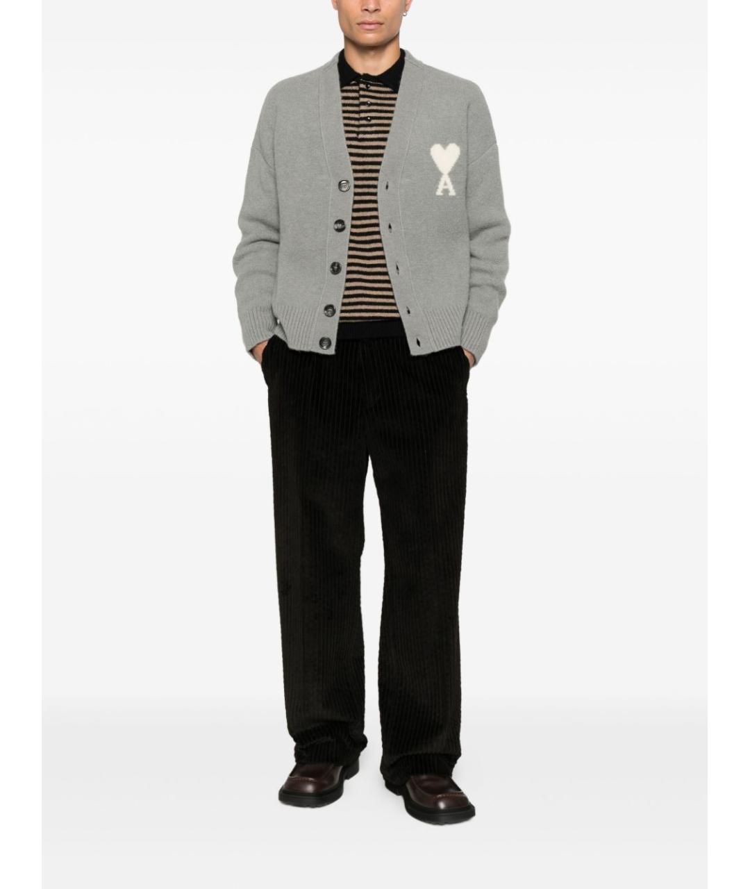 Ami Paris Серый шерстяной кардиган, фото 3