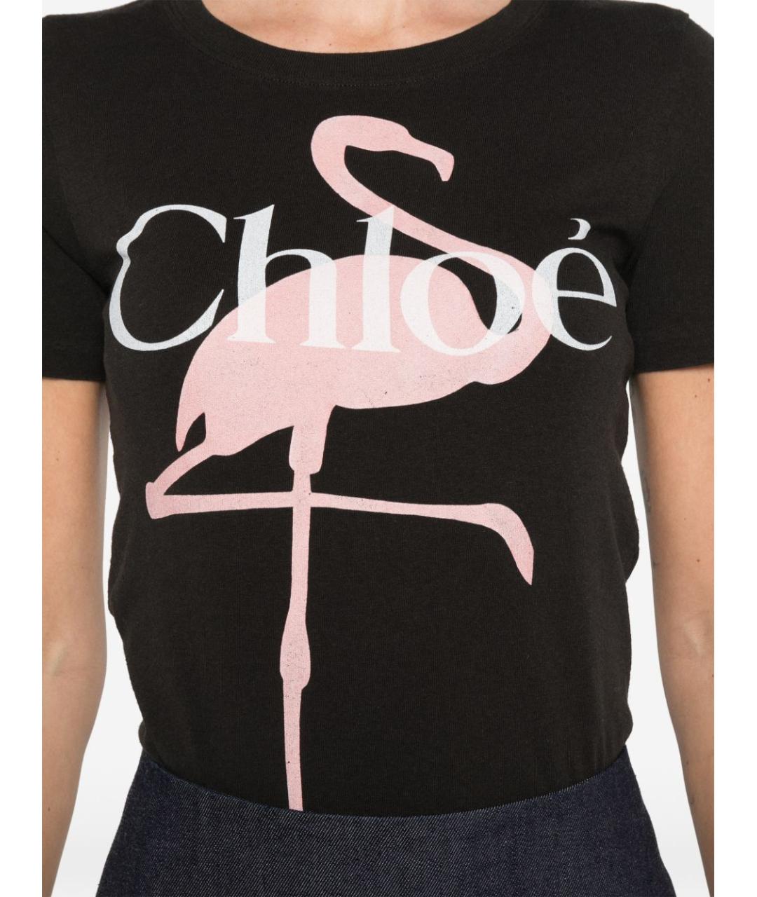 CHLOE Черная хлопковая футболка, фото 4