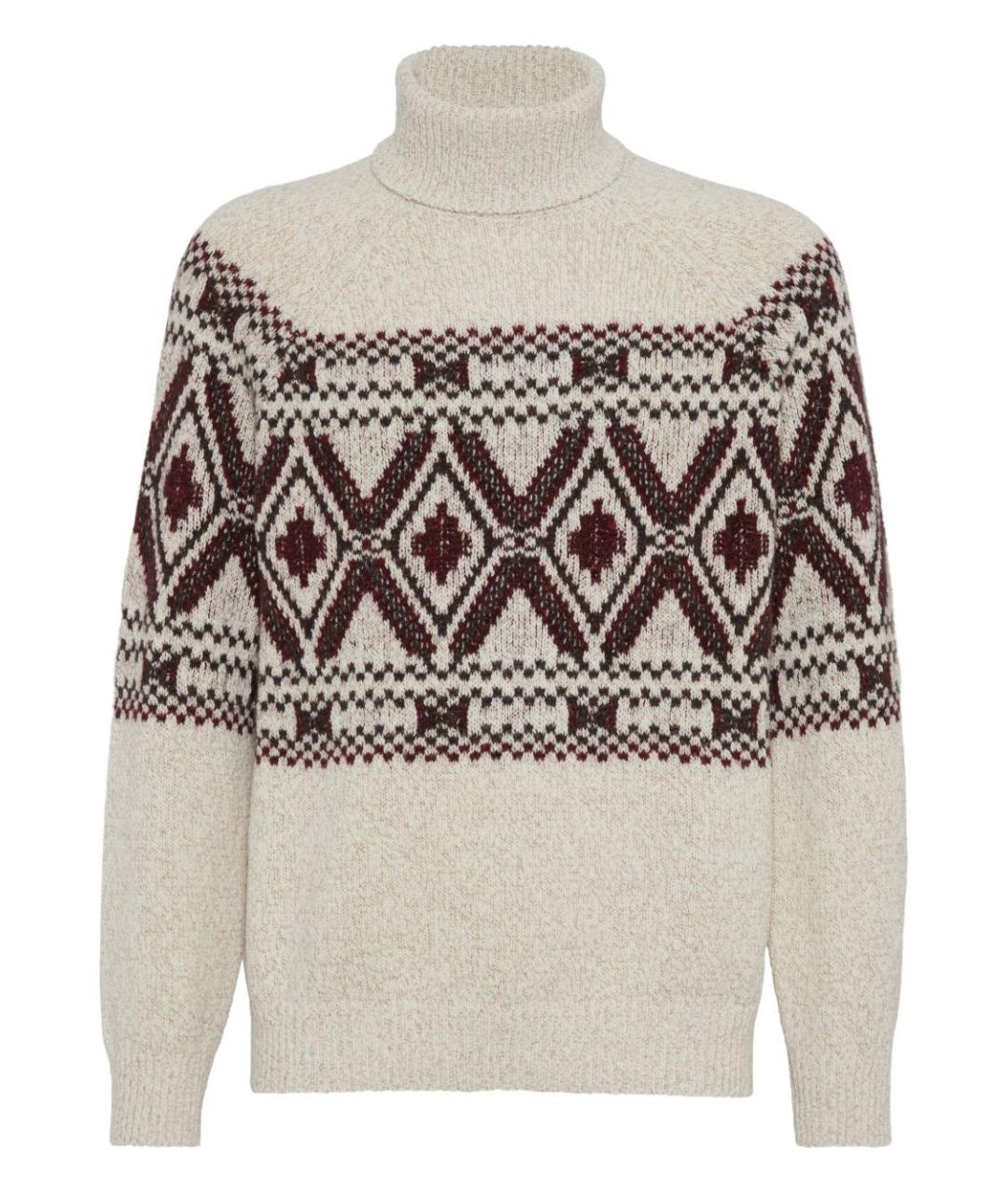 BRUNELLO CUCINELLI Бежевый шерстяной джемпер / свитер, фото 1