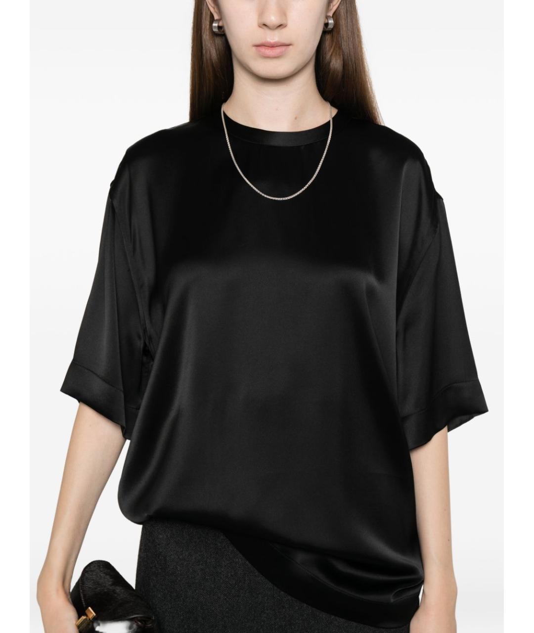 TOTEME Черная шелковая футболка, фото 3