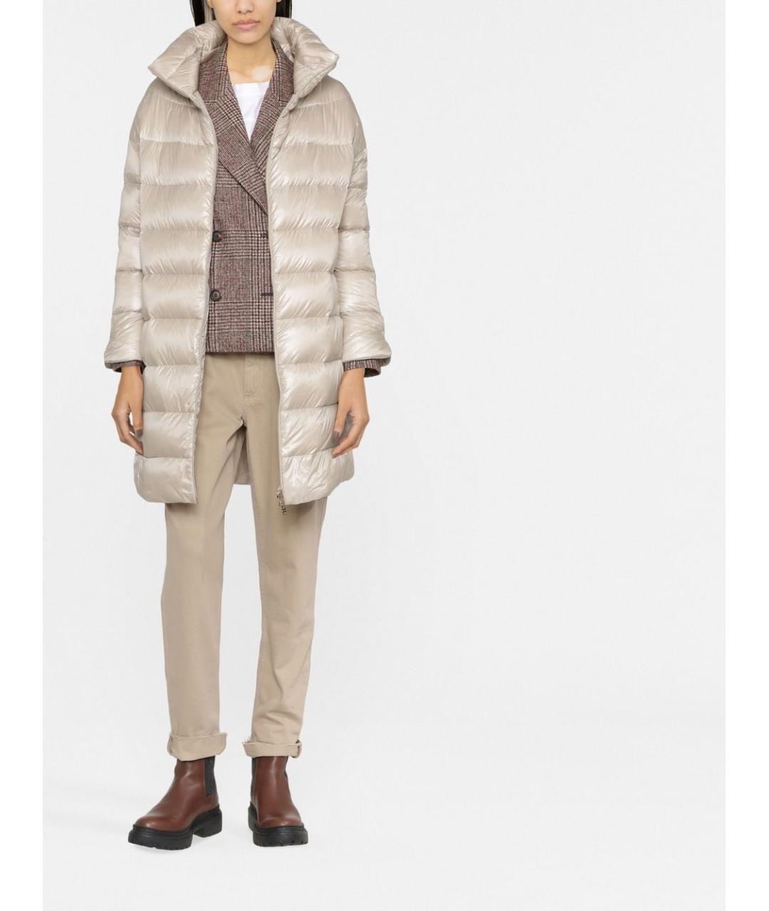 HERNO Бежевое полиамидовое пальто, фото 4