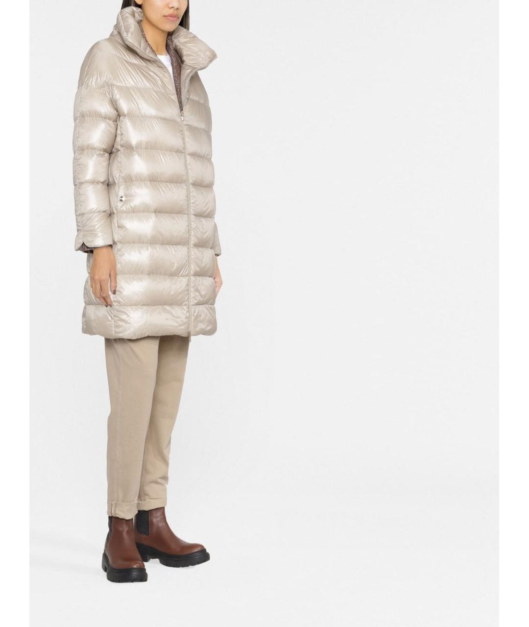 HERNO Бежевое полиамидовое пальто, фото 3
