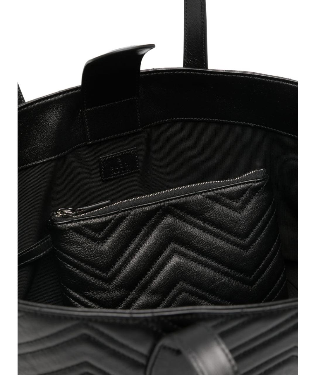GUCCI Черная кожаная сумка тоут, фото 3
