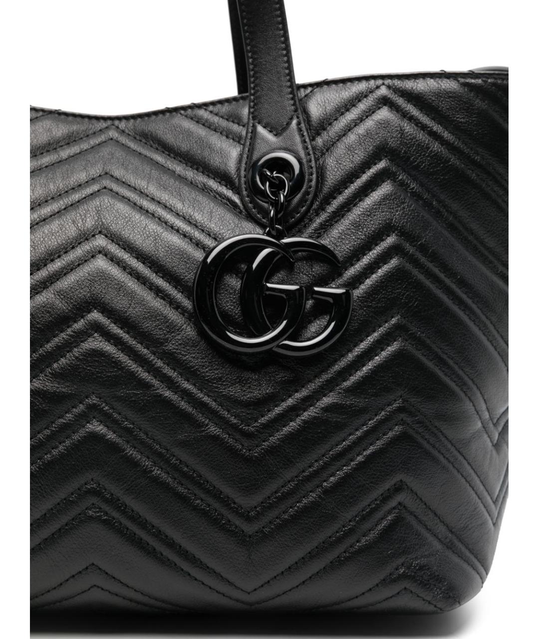 GUCCI Черная кожаная сумка тоут, фото 5