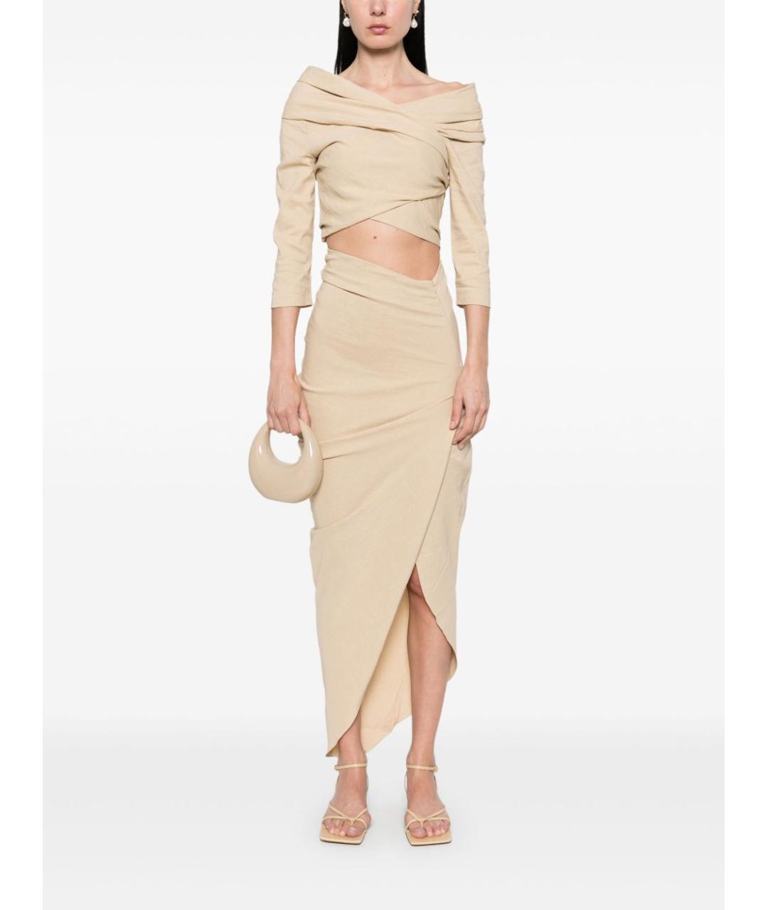 CORTANA Бежевая льняная юбка макси, фото 3