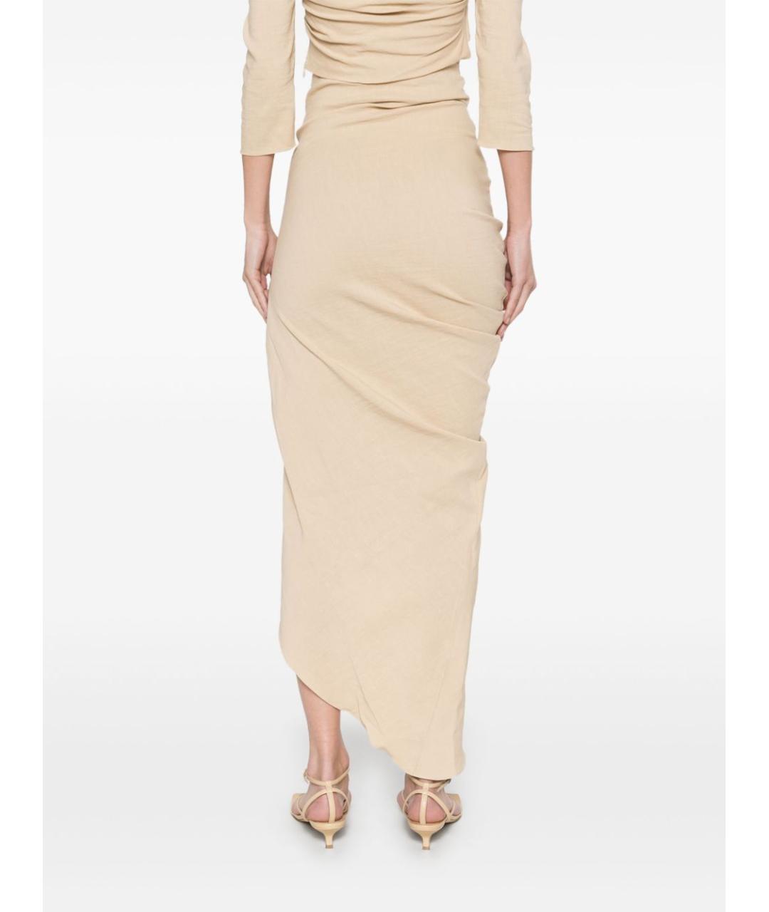 CORTANA Бежевая льняная юбка макси, фото 4