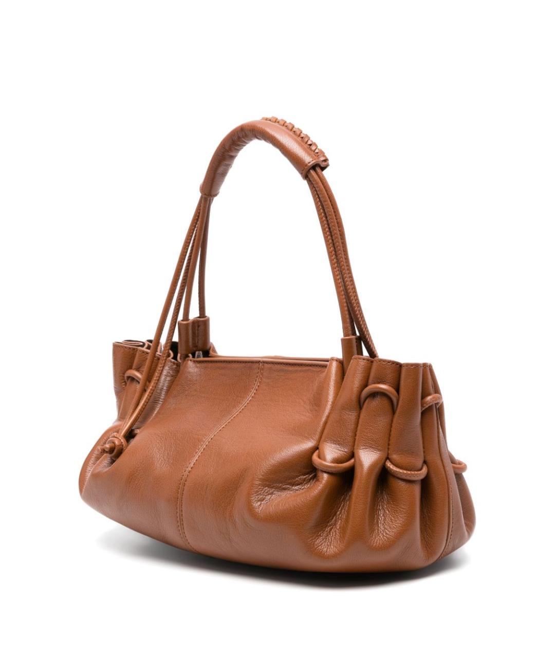 HEREU Коричневая кожаная сумка с короткими ручками, фото 4