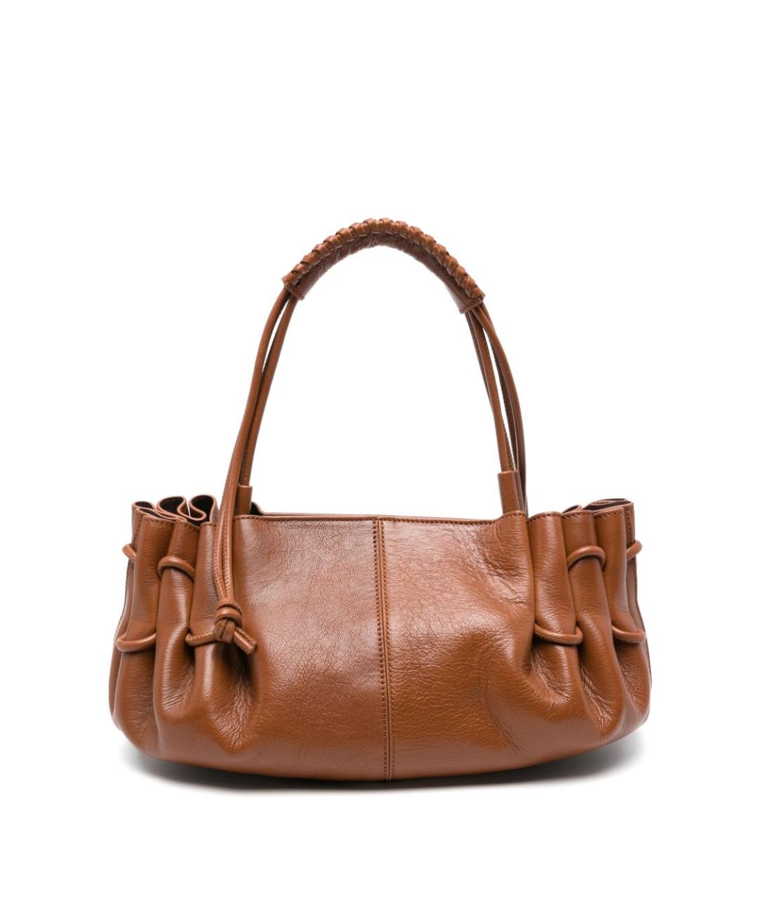 HEREU Коричневая кожаная сумка с короткими ручками, фото 1