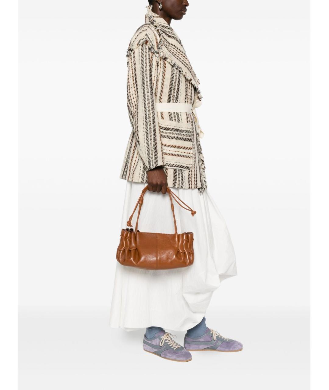 HEREU Коричневая кожаная сумка с короткими ручками, фото 3