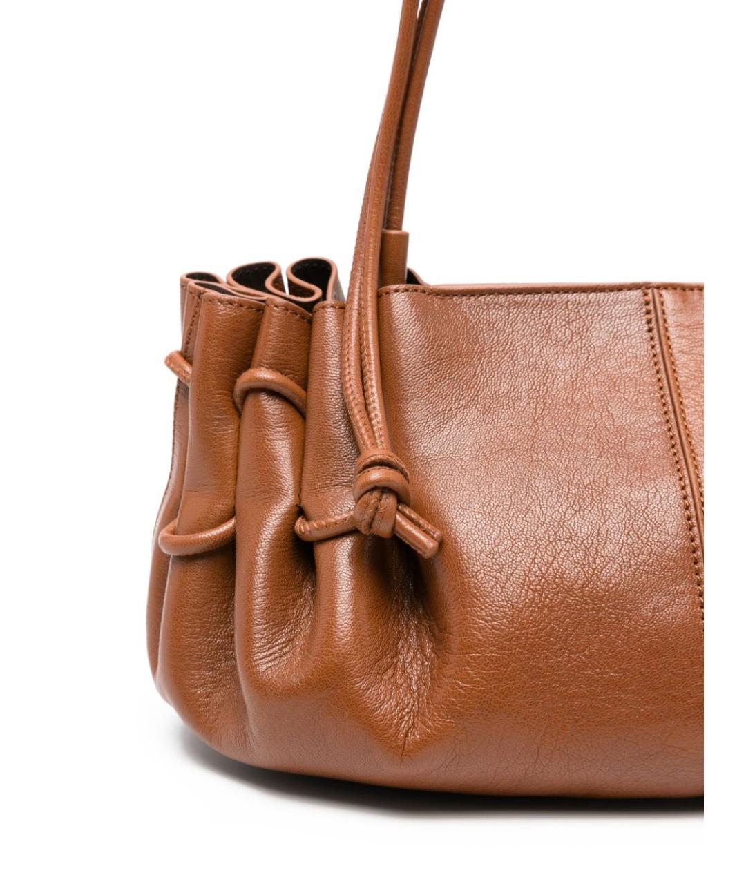 HEREU Коричневая кожаная сумка с короткими ручками, фото 5