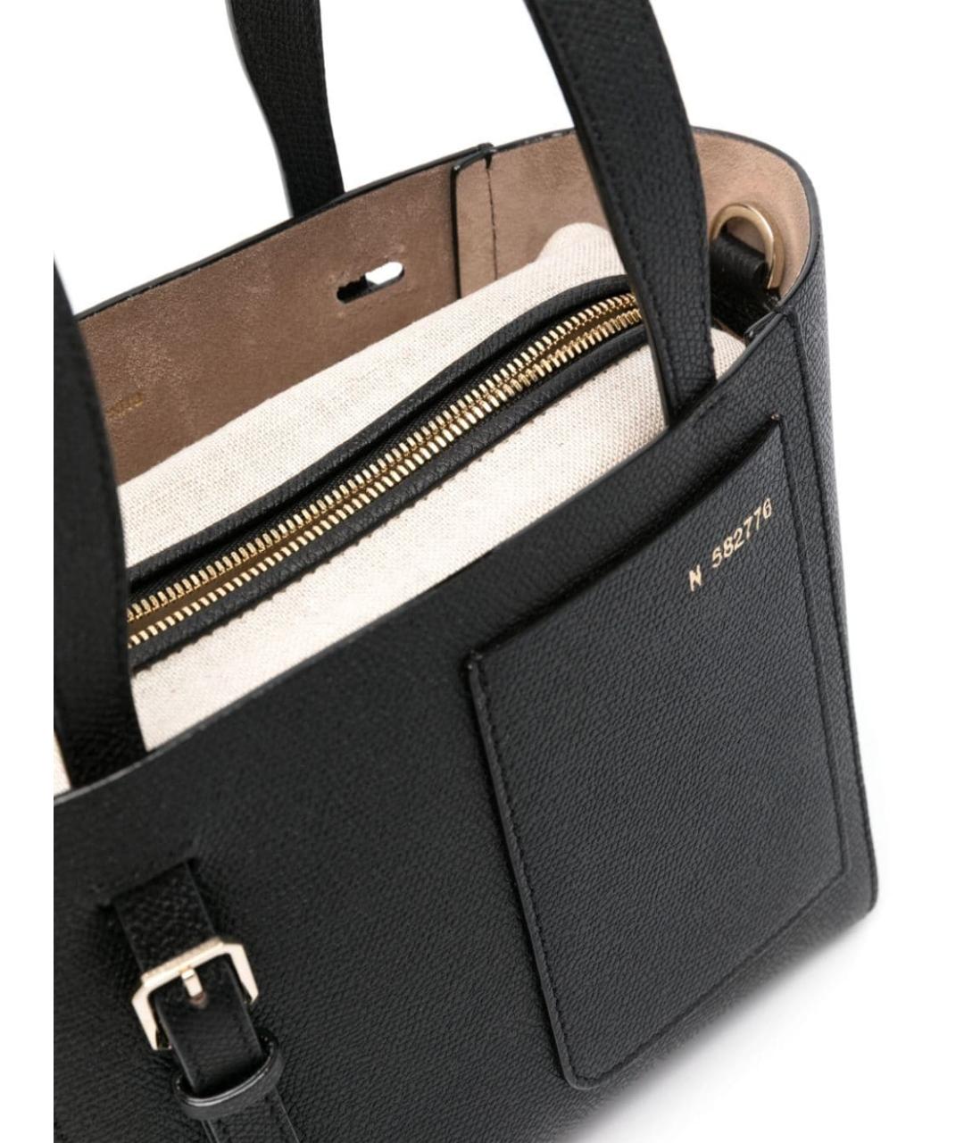 VALEXTRA Черная кожаная сумка тоут, фото 3