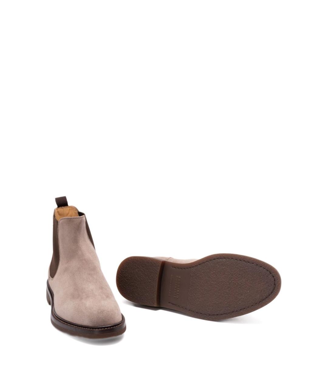 BRUNELLO CUCINELLI Бежевые замшевые высокие ботинки, фото 4