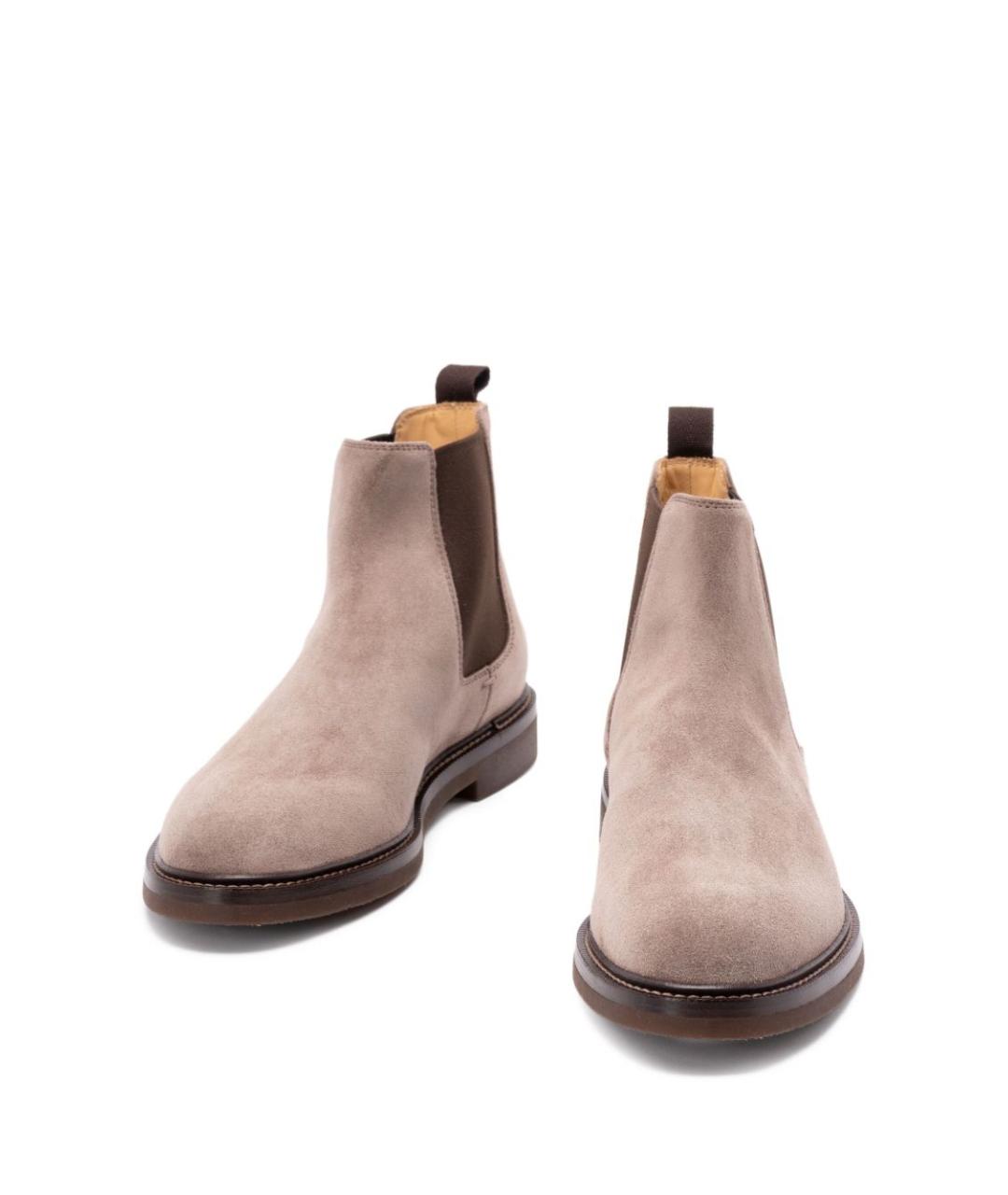 BRUNELLO CUCINELLI Бежевые замшевые высокие ботинки, фото 5