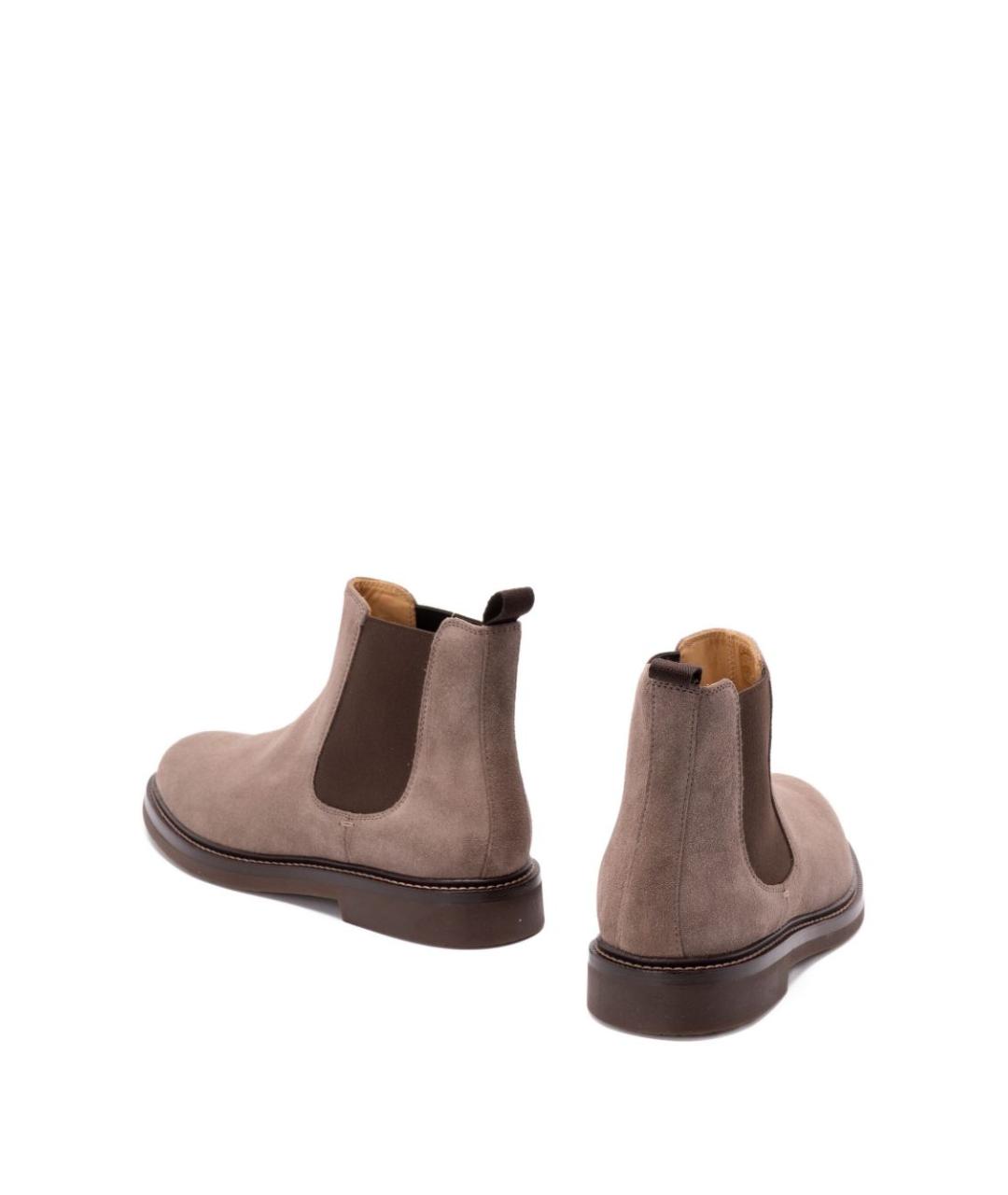 BRUNELLO CUCINELLI Бежевые замшевые высокие ботинки, фото 3