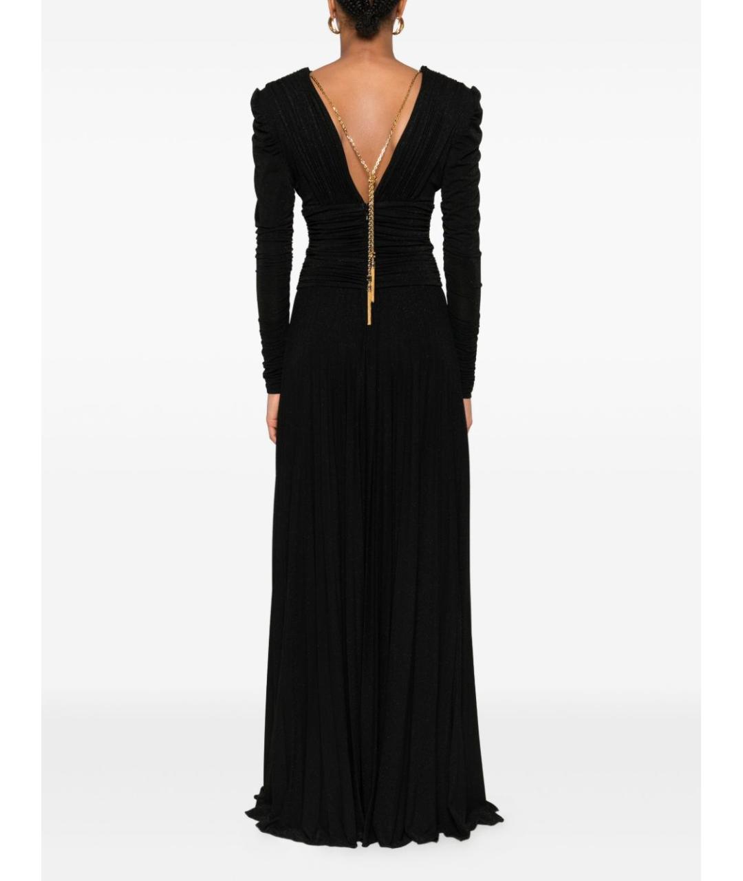 ELISABETTA FRANCHI Черное полиэстеровое вечернее платье, фото 4