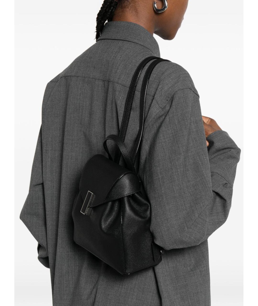 VALEXTRA Черный кожаный рюкзак, фото 3