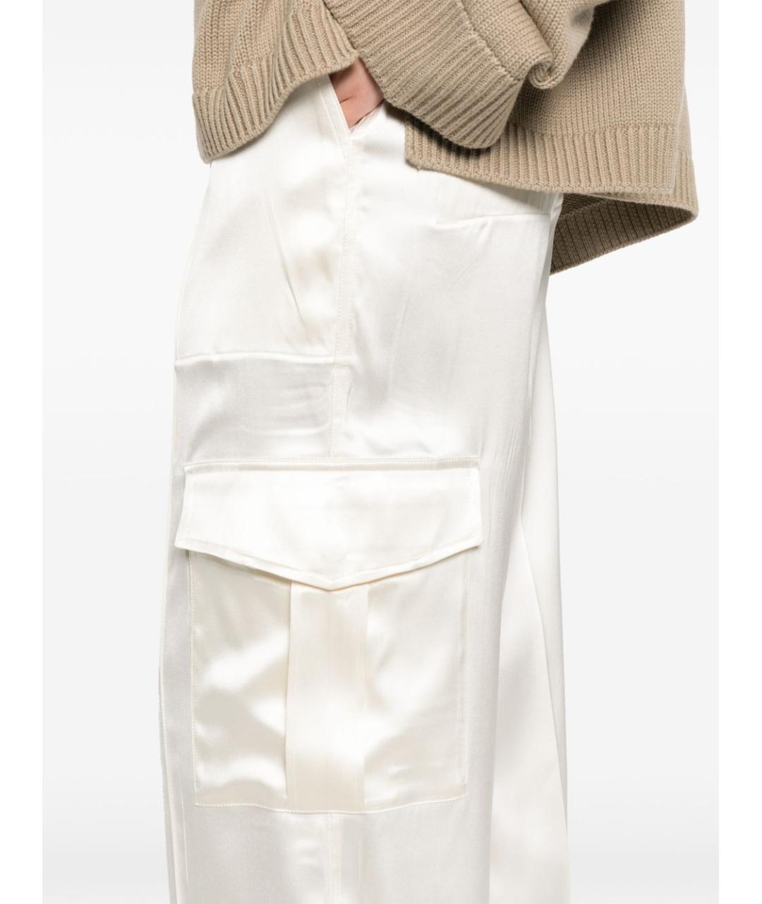 PHOEBE PHILO Белые шелковые прямые брюки, фото 5