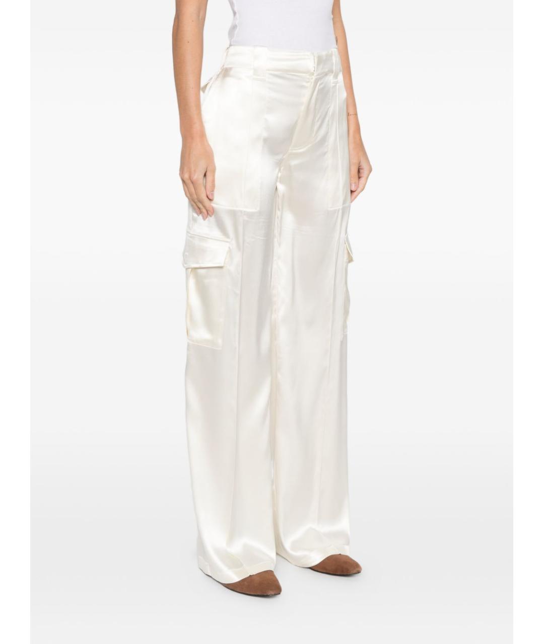 PHOEBE PHILO Белые шелковые прямые брюки, фото 2