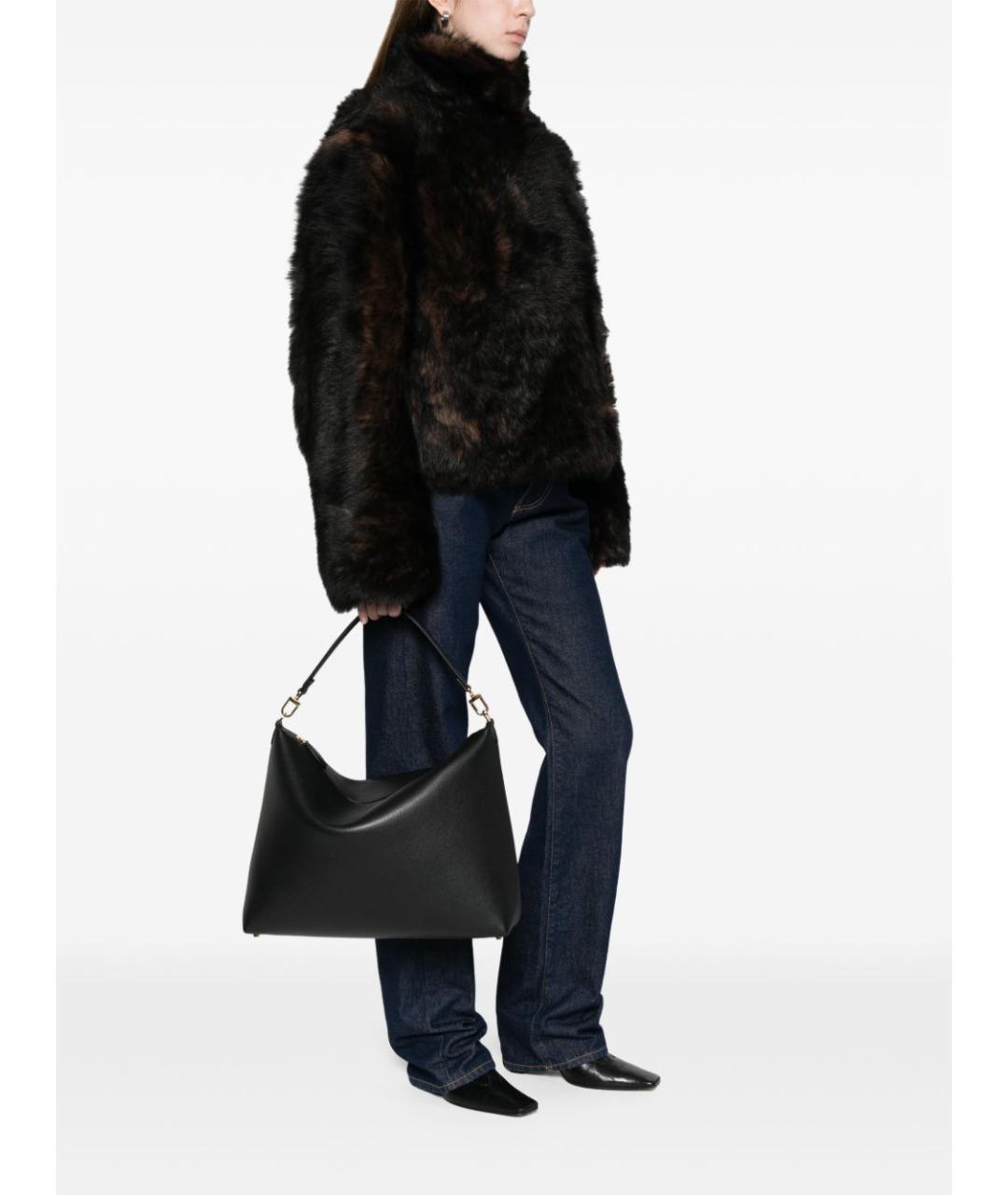 TOTEME Черная кожаная сумка через плечо, фото 5